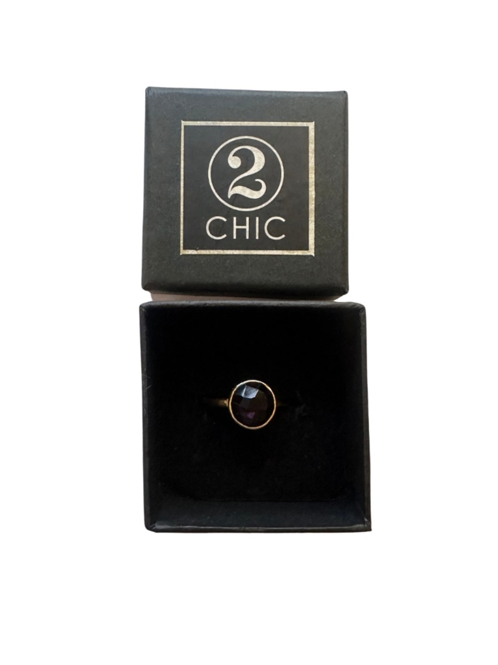NEW 2Chic Two's Company Deep Purple Circle Gemstone Ring - Women's 7
